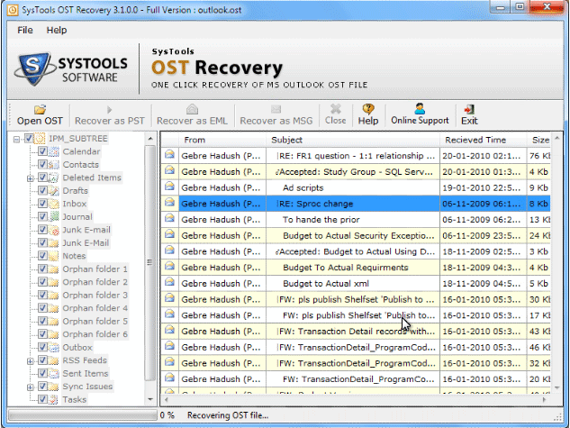 Open OST in Outlook 2010
