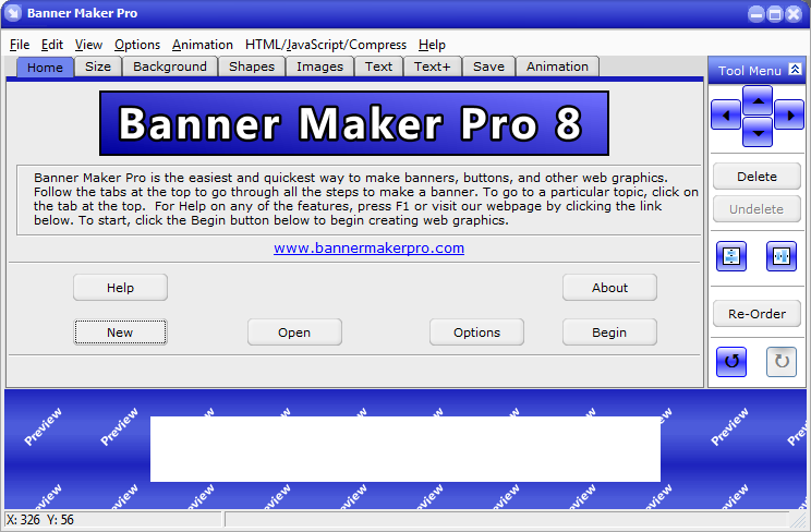 Create a great looking banner ad, web button, or web graphic quickly with B...