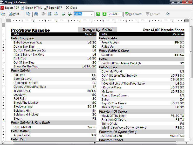 Song List Generator