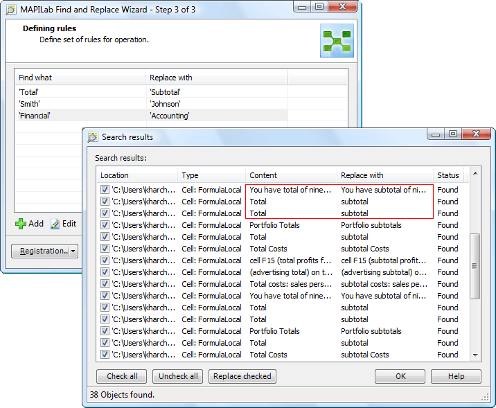 MAPILab Find and Replace