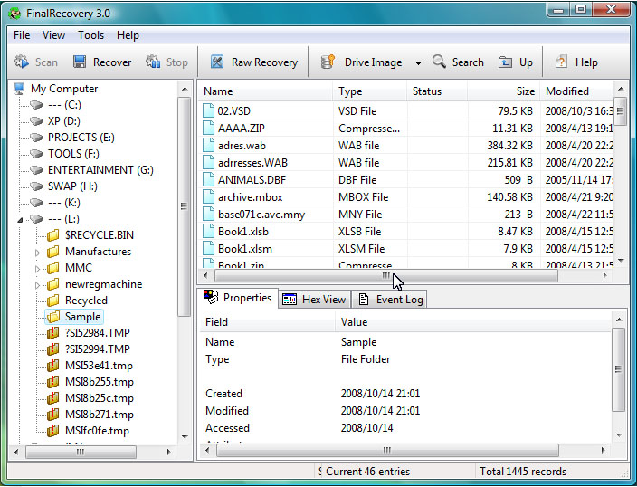 Файл off. Dbf файл пример. unerase. easy file undelete 3.0.