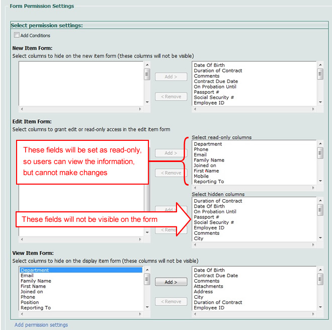 SharePoint Column/View Permission