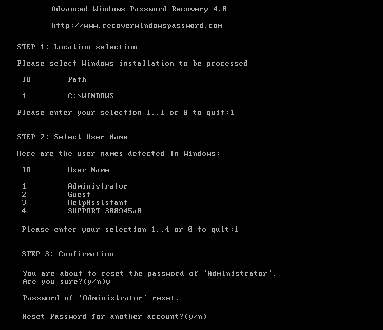 Advanced Windows Password Recovery