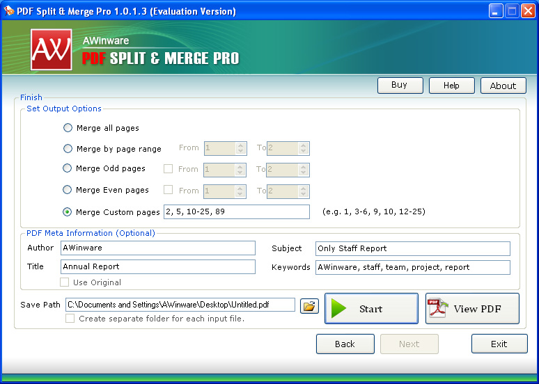AW PDF Merger Splitter Pro