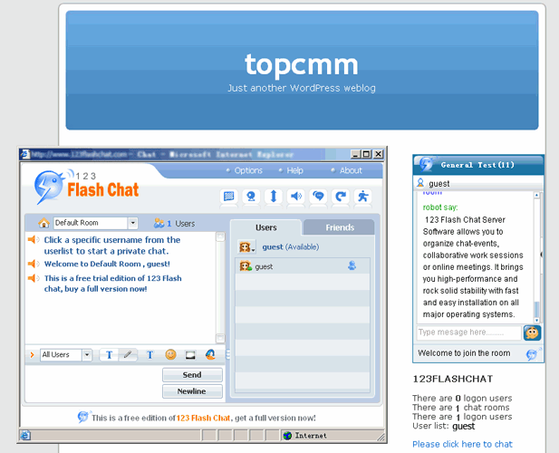 WordPress Chat for 123 Flash Chat
