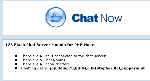 PHPNuke Chat Addon for 123 Flash Chat