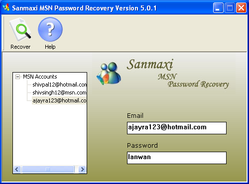 MSN Password Recovery Tool