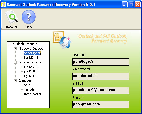 outlook password recovery utility