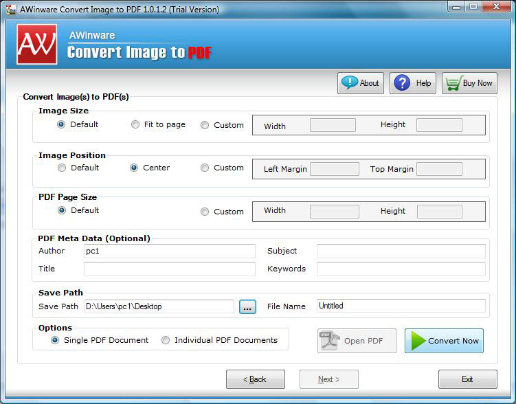 Multipage TIFF image to PDF converter