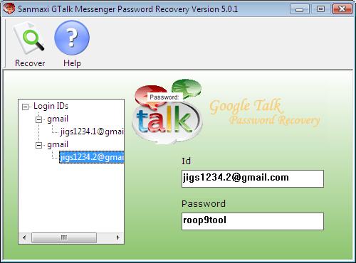 Google talk password recovery program