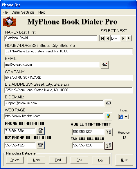 MyPhone Book Dialer Pro