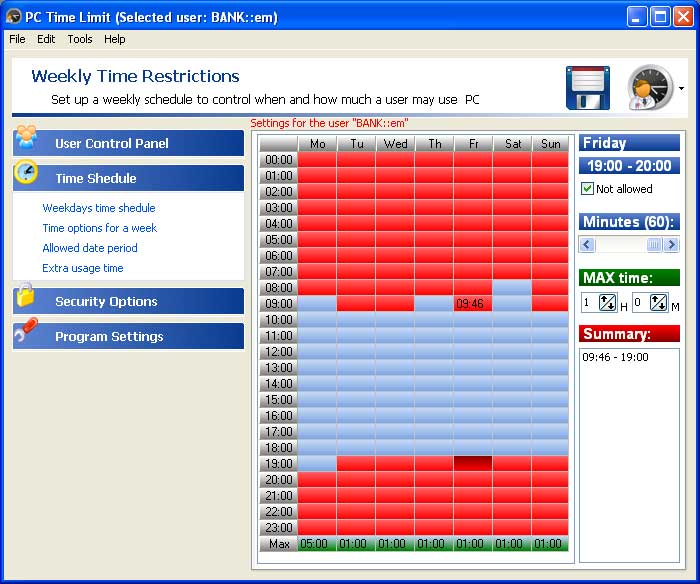 Parental PC Time Tool