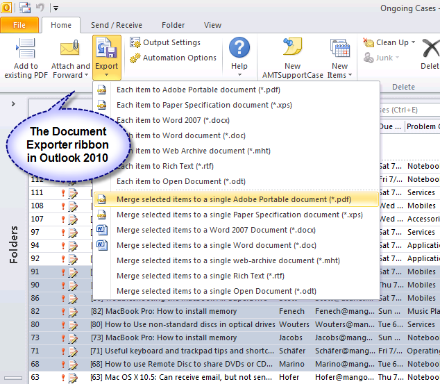 PDF/XPS Document Exporter for Outlook