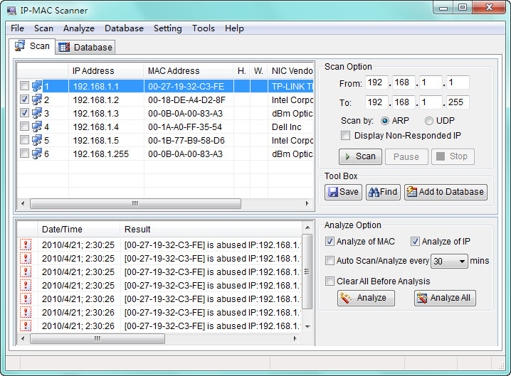 MAC - IP Scanner for Win7