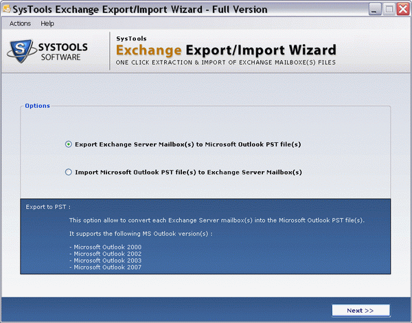 SysTools Exchange Export Import Wizard