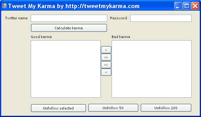 Tweet My Karma Twitter Tool Application