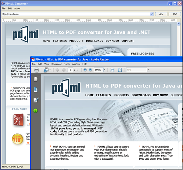 PD4ML. HTML to PDF converter for Java