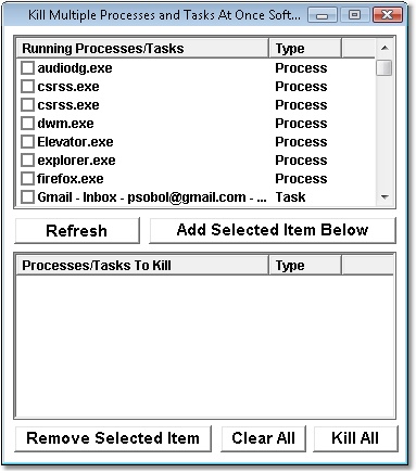 Kill Multiple Processes and Tasks At Once Software