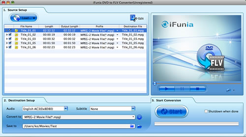 iFunia DVD to FLV Converter for Mac