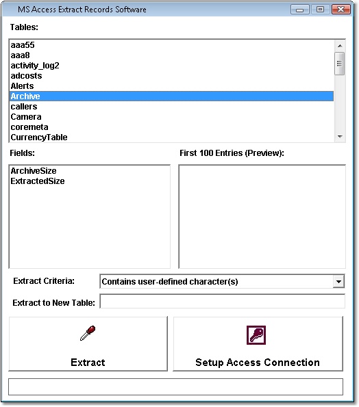 MS Access Extract Records Software
