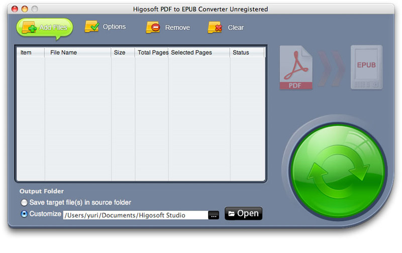 Higosoft PDF to EPUB Converter for Mac
