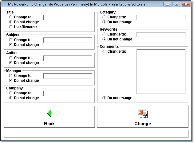 MS PowerPoint Change File Properties (Summary) In Multiple Presentations Software
