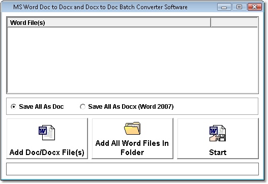 MS Word Doc To Docx and Docx To Doc Batch Converter Software