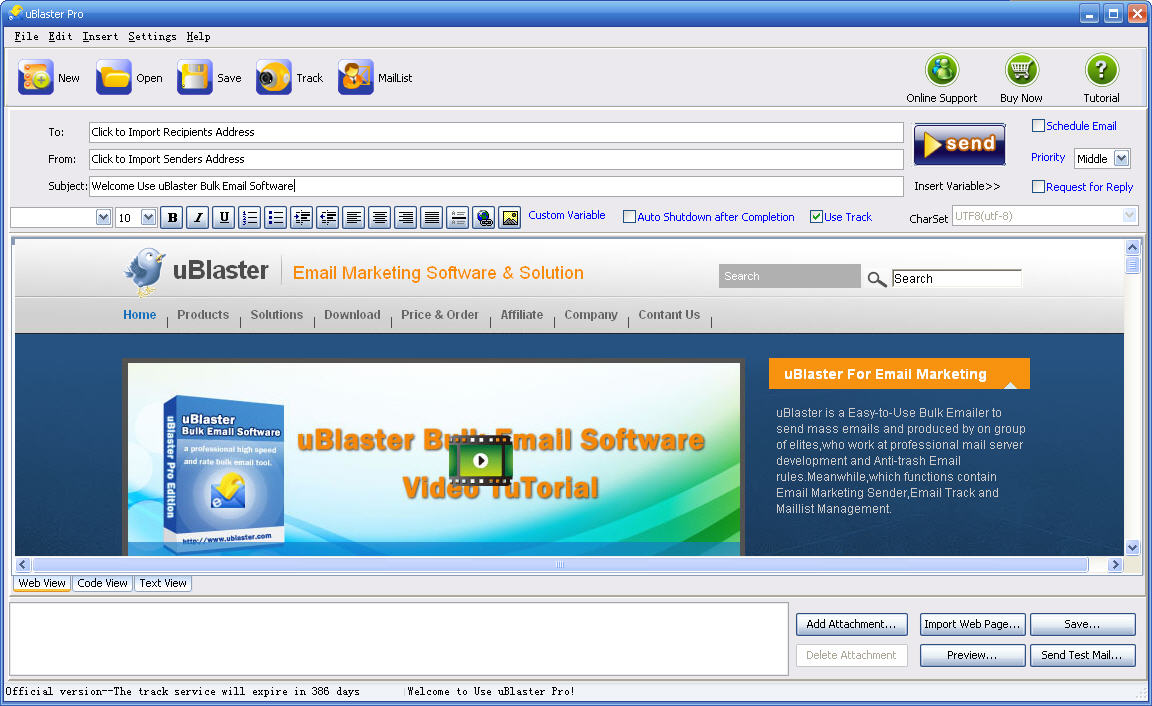 uBlaster Pro - bulk email software