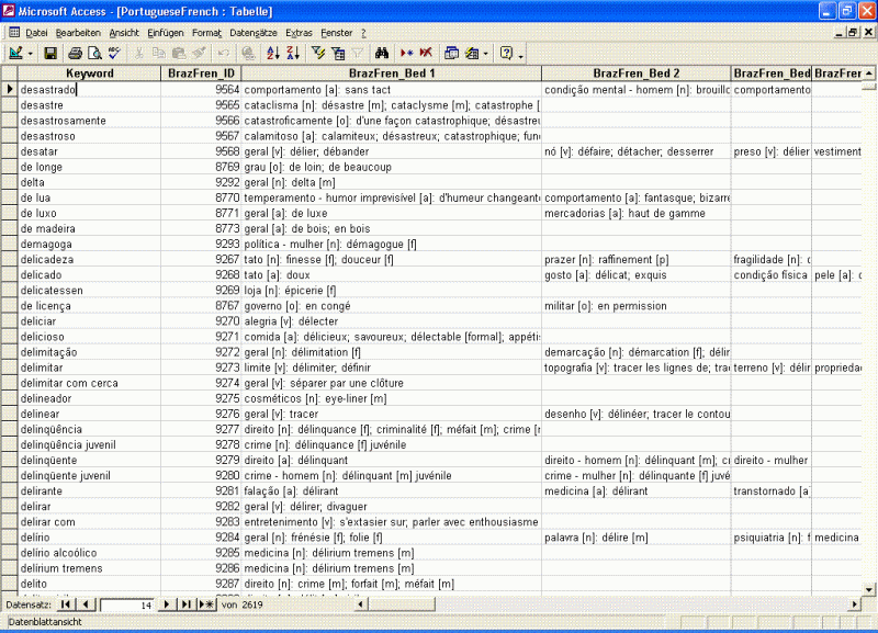 Bilingual Dictionaries Portuguese SQL, Excel, Access