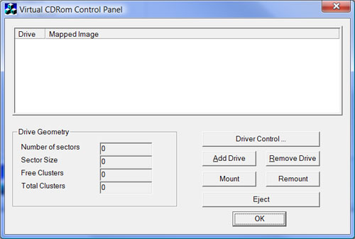 Virtual CDROM Control Panel