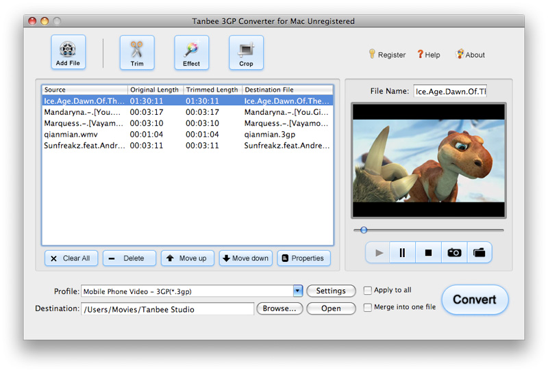 Tanbee 3GP Video Converter for Mac