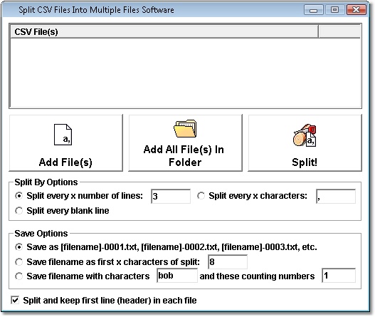 Split CSV Files Into Multiple Files Software