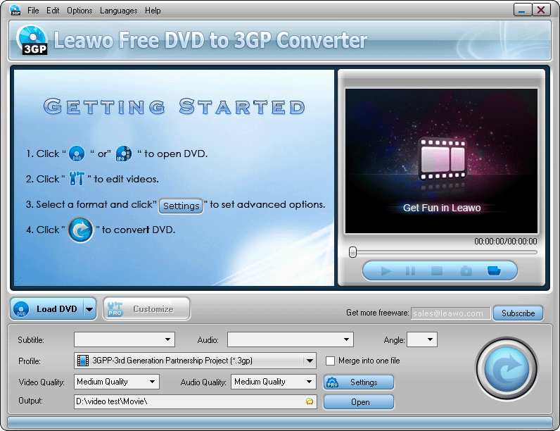 Leawo Free DVD to 3G2 Converter