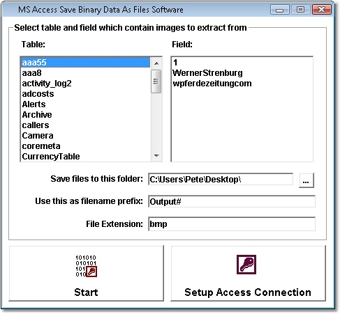 MS Access Save Binary Data As Files Software