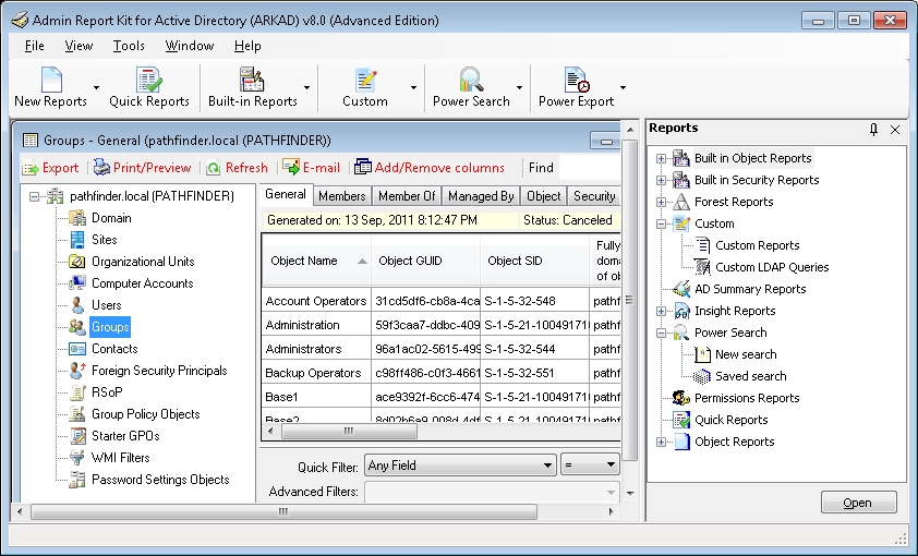Admin Report Kit for Active Directory (ARKAD)