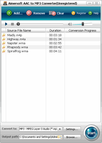 Aimersoft AAC to MP3 Converter