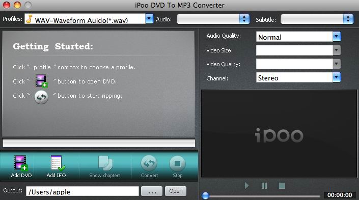 iPoo DVD to MP3 Converter for Mac