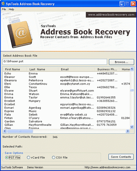 Recover Outlook Contacts File