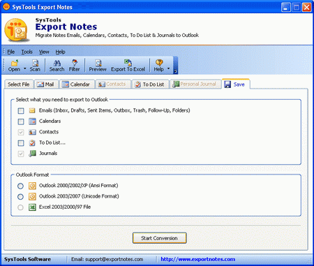 Export Notes Mail to Outlook