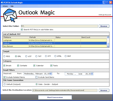 Converts Outlook Contacts to vCard