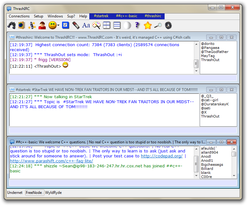 Unicode IRC client ThrashIRC