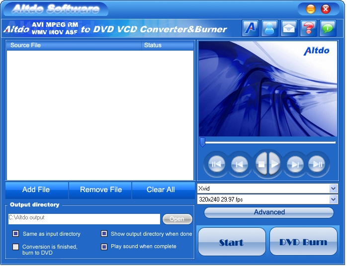 Altdo AVI MPEG RM WMV to DVD Converter