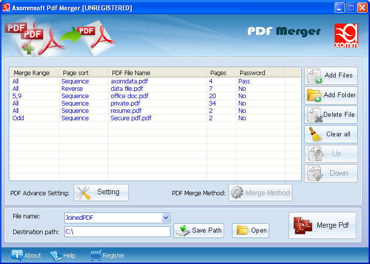 Merge Pdf files into One
