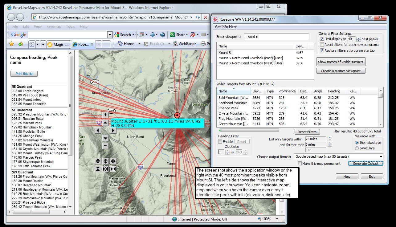 RoseLine WA Peak Finder and GPS Mapper