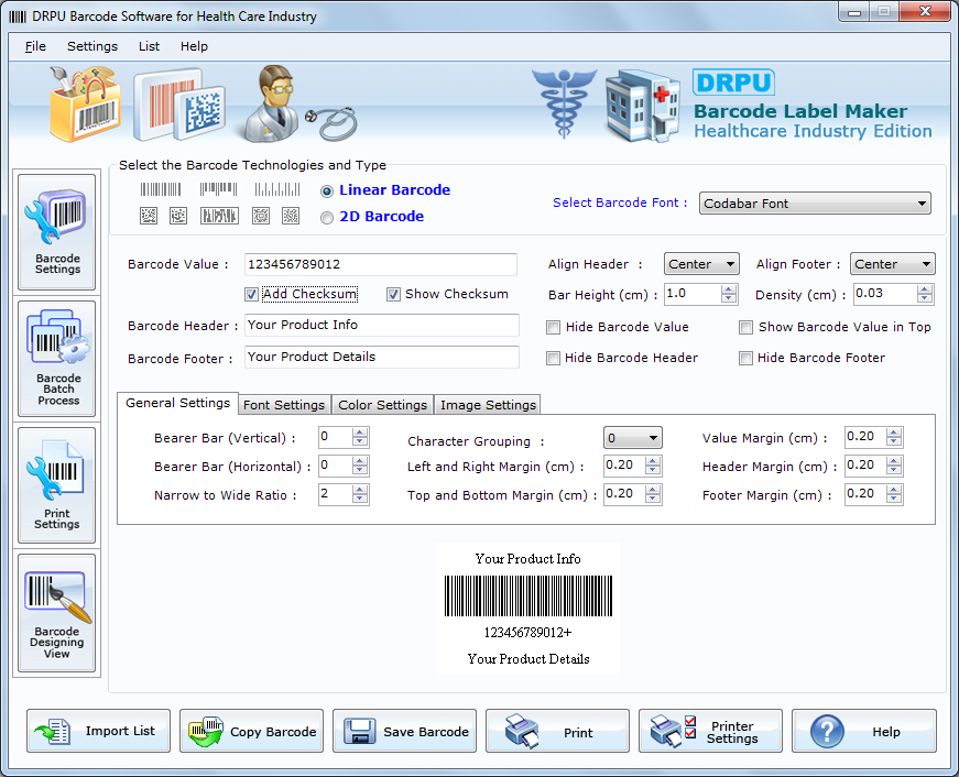 Hospital Barcode Fonts