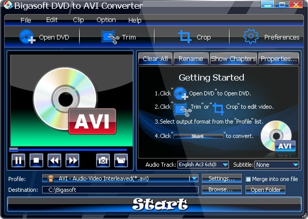 Bigasoft DVD to AVI Converter