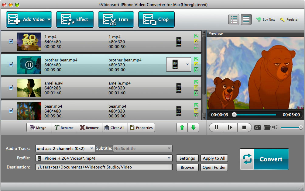 4Videosoft Mac iPhone Video Converter