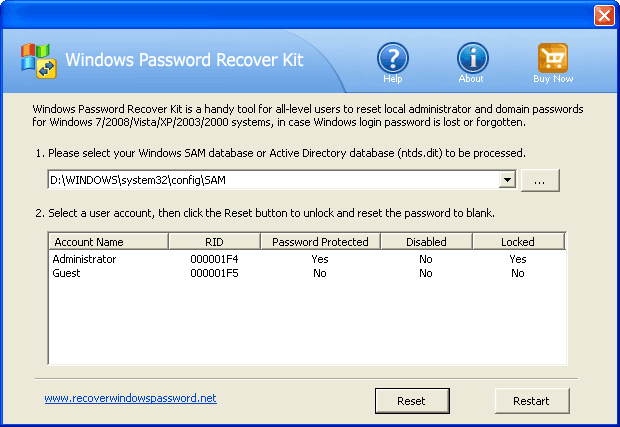 Windows Password Recover Kit