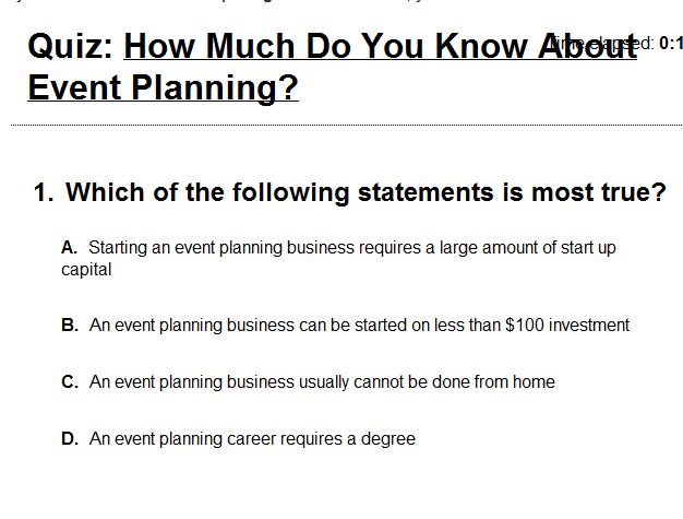 Event Planning Quiz