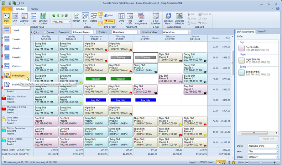 8 hour shift schedules softwares Free download FreeWares